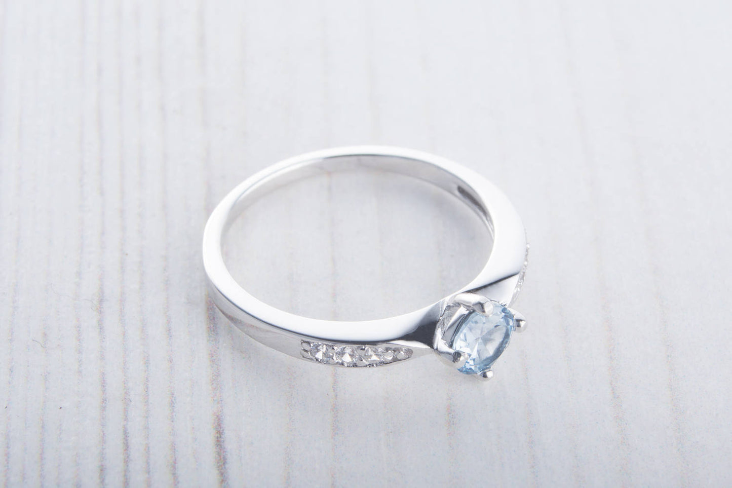 Genuine aquamarine Solitaire engagement ring - Available in white gold and sterling silver - handmade engagement ring - wedding ring
