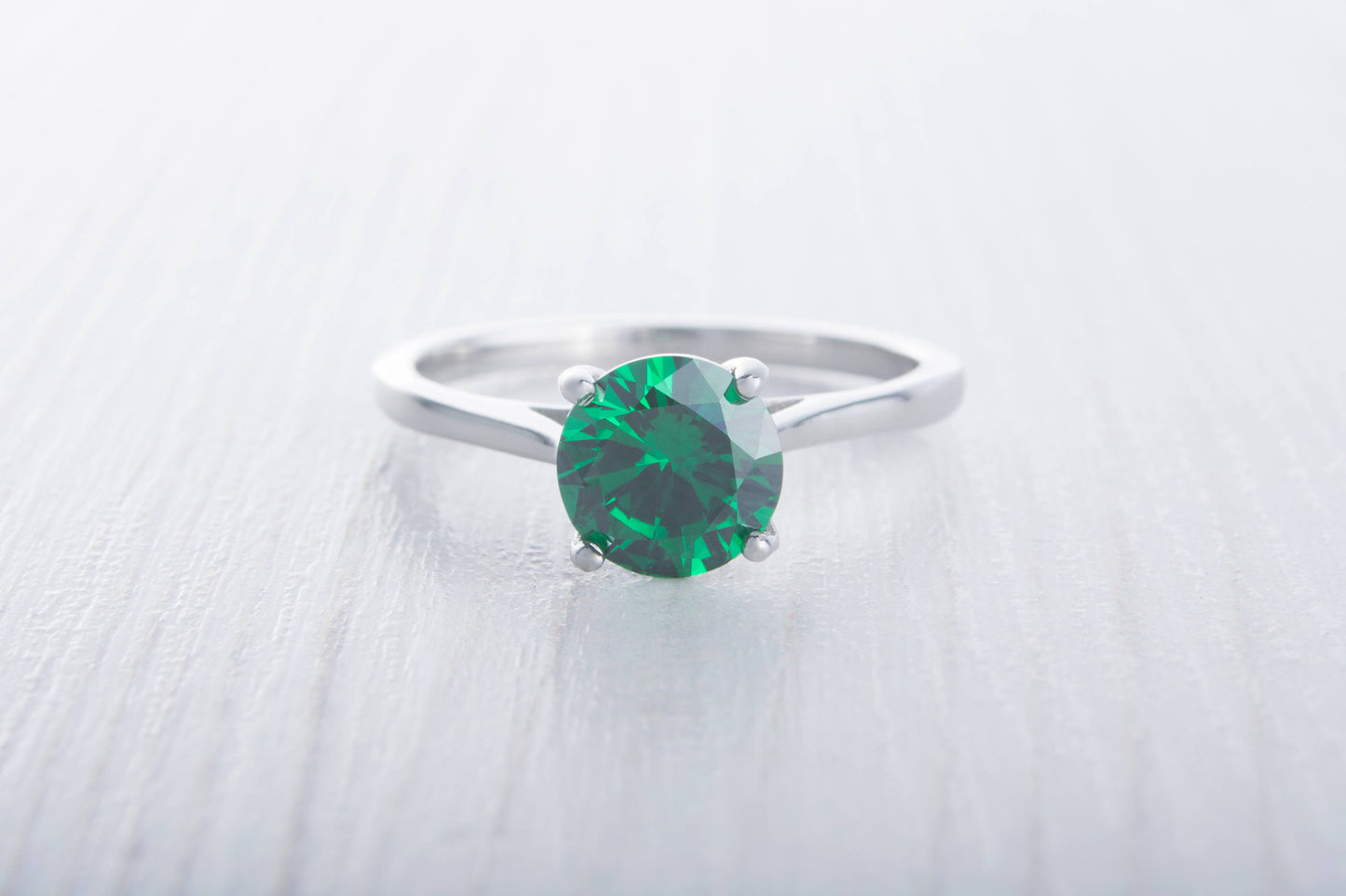 1.5ct Lab emerald cathedral solitaire ring in Titanium or White Gold - engagement ring - wedding ring - handmade ring