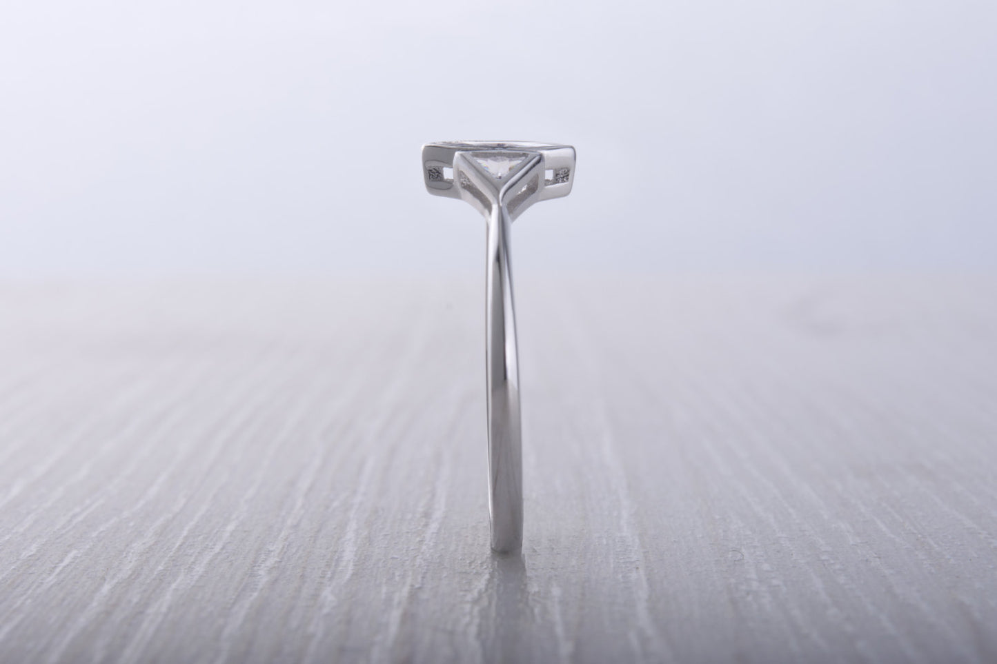 Marquise and Trillion cut Man Made Diamond Simulant ring - Available in White gold or sterling silver - handmade engagement ring