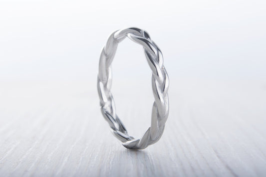 3mm Braided weave Ring available in titanium and white gold filled - wedding ring - wedding band - promise ring