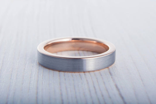 4mm 14K Rose Gold and Titanium Wedding ring band for men and women