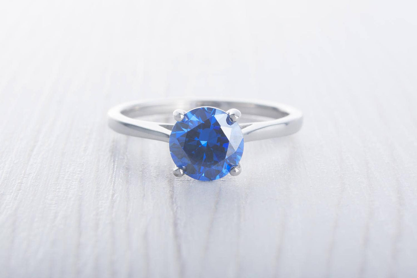Genuine 1.5ct London Blue Topaz solitaire ring in Titanium or White Gold - engagement ring - wedding ring - handmade ring