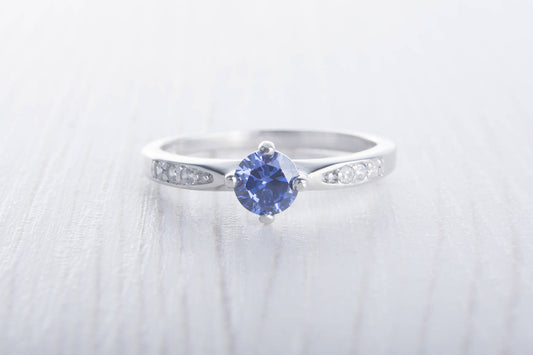 Natural Tanzanite Solid Sterling Silver Solitaire engagement ring - handmade engagement ring - wedding ring