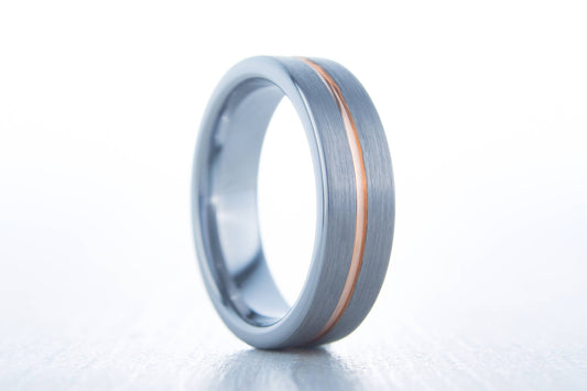 6mm 14K Rose Gold and Brushed Titanium Couples Wedding ring band for men and women