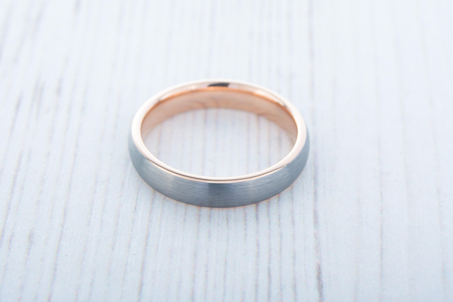 4mm 14K Rose Gold and Brushed Titanium Wedding ring band for men and women