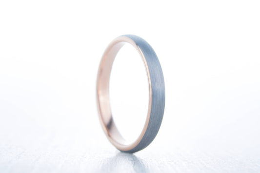 3mm 14K Rose Gold and Brushed Titanium Wedding ring band for men and women