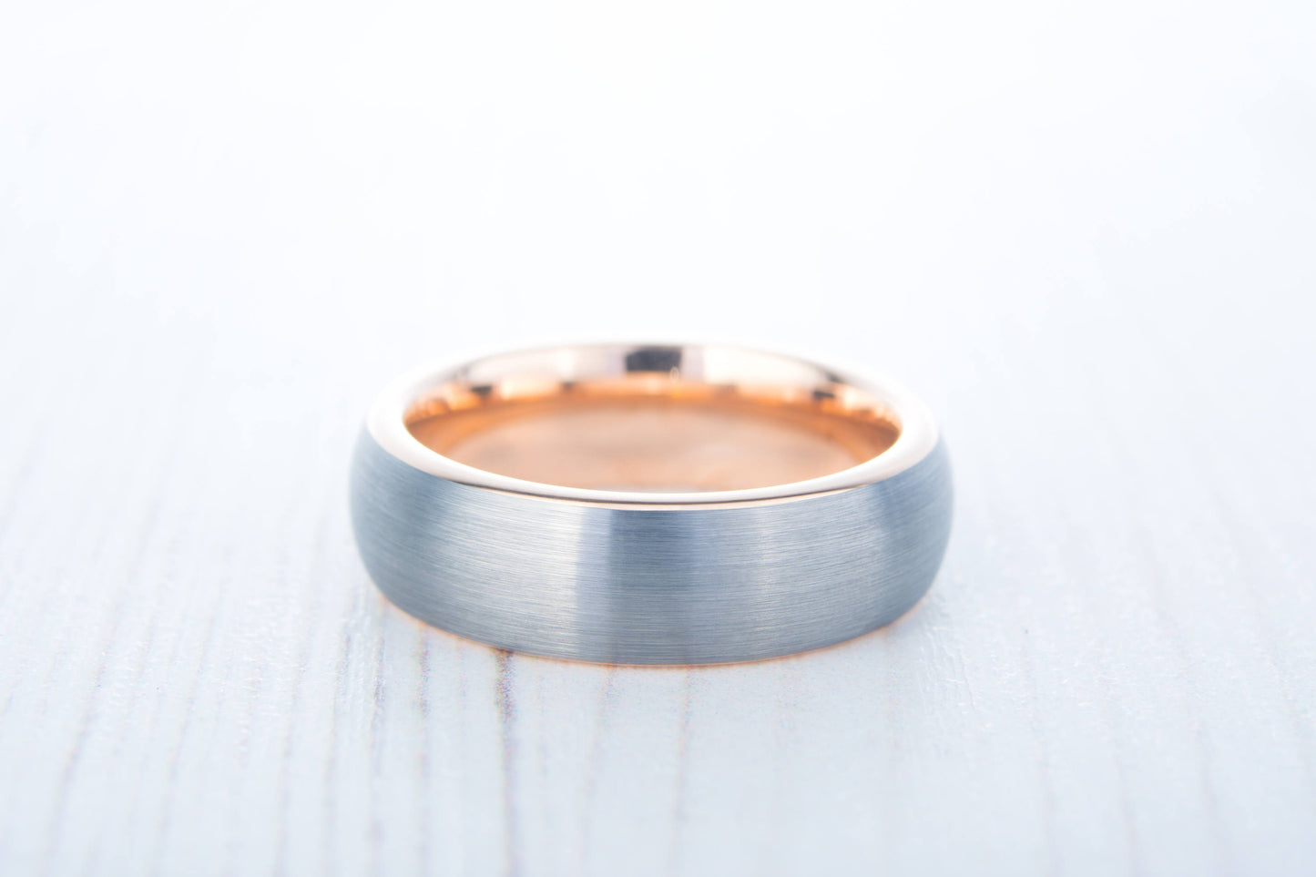 5mm 14K Rose Gold and Brushed Titanium Wedding ring band for men and women