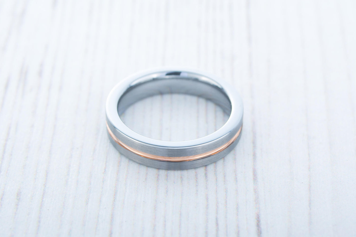 4mm 14K Rose Gold and Brushed Titanium Couples Wedding ring band for men and women