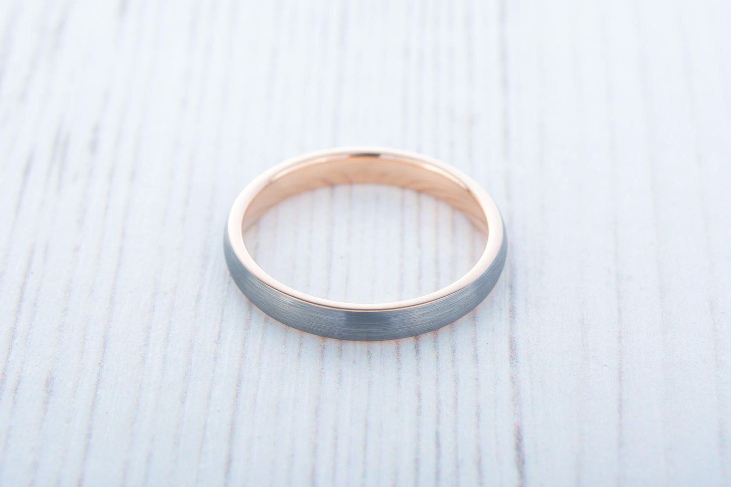 3mm 14K Rose Gold and Brushed Titanium Wedding ring band for men and women