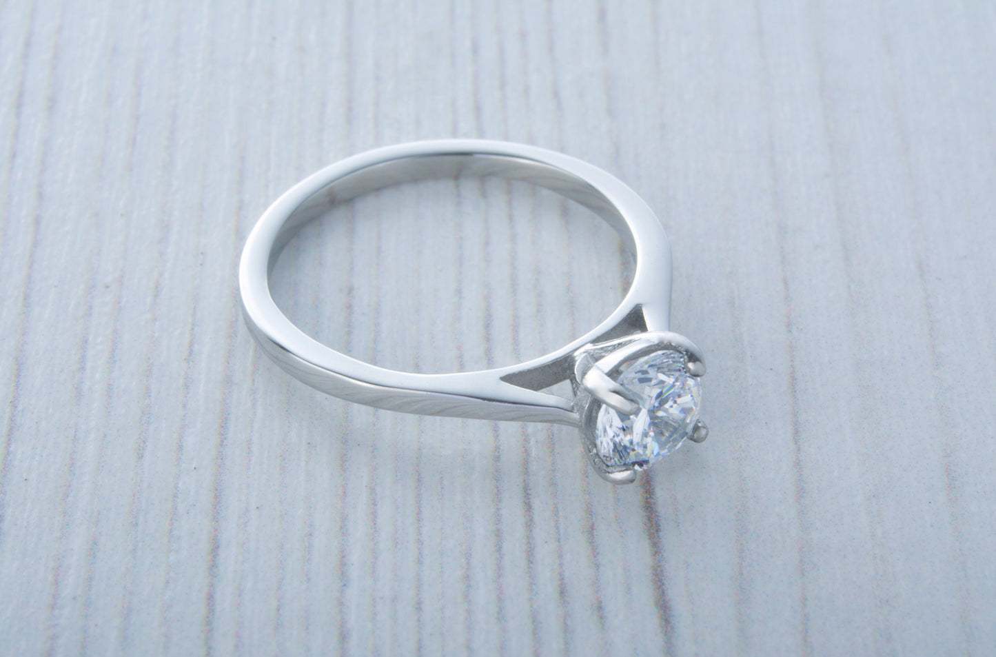 Genuine 6mm 1ct Moissanite cathedral setting solitaire ring in Titanium or White Gold - engagement ring - handmade ring