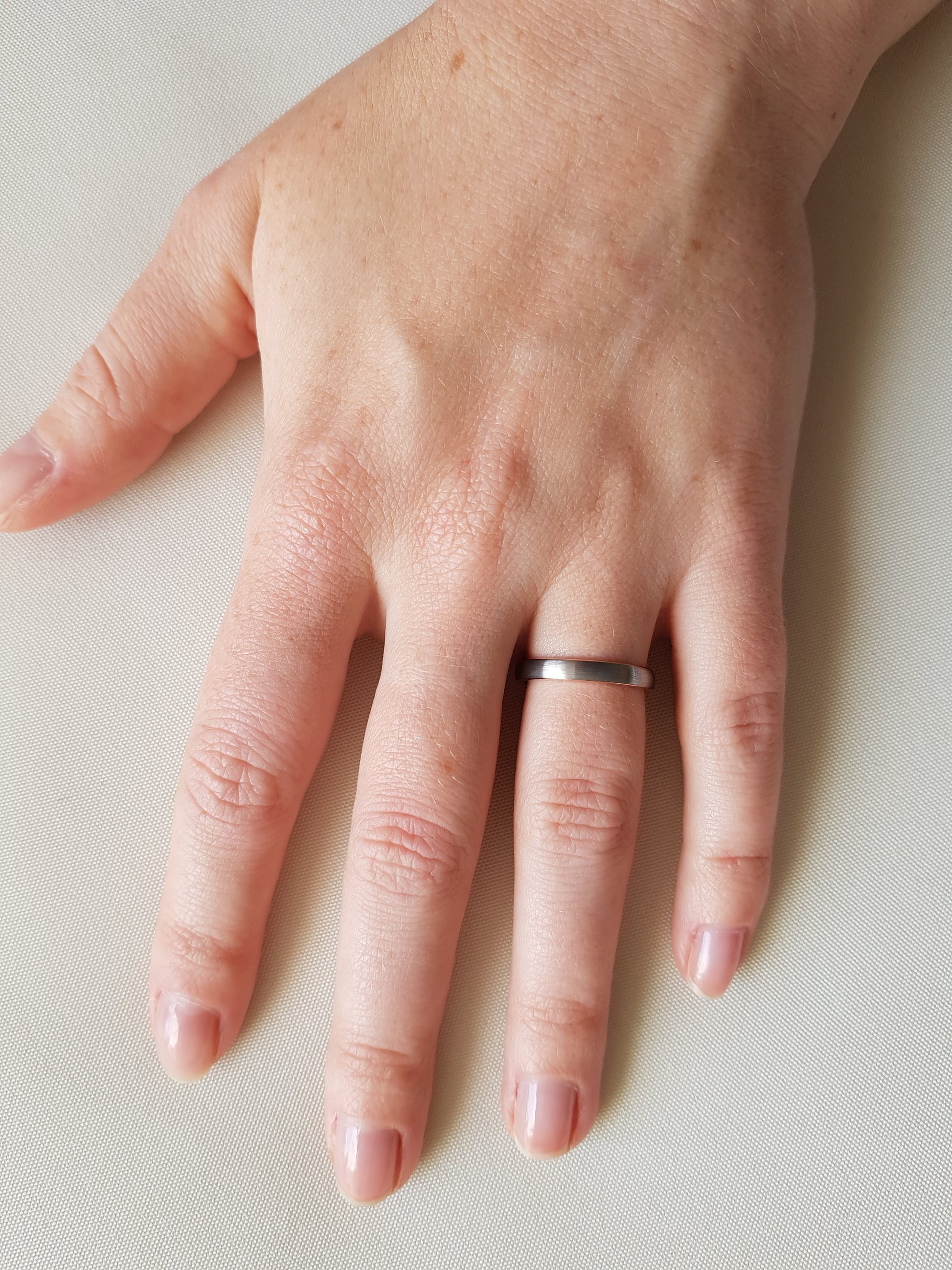 3mm 14K Rose Gold and Brushed Titanium Wedding ring band for men