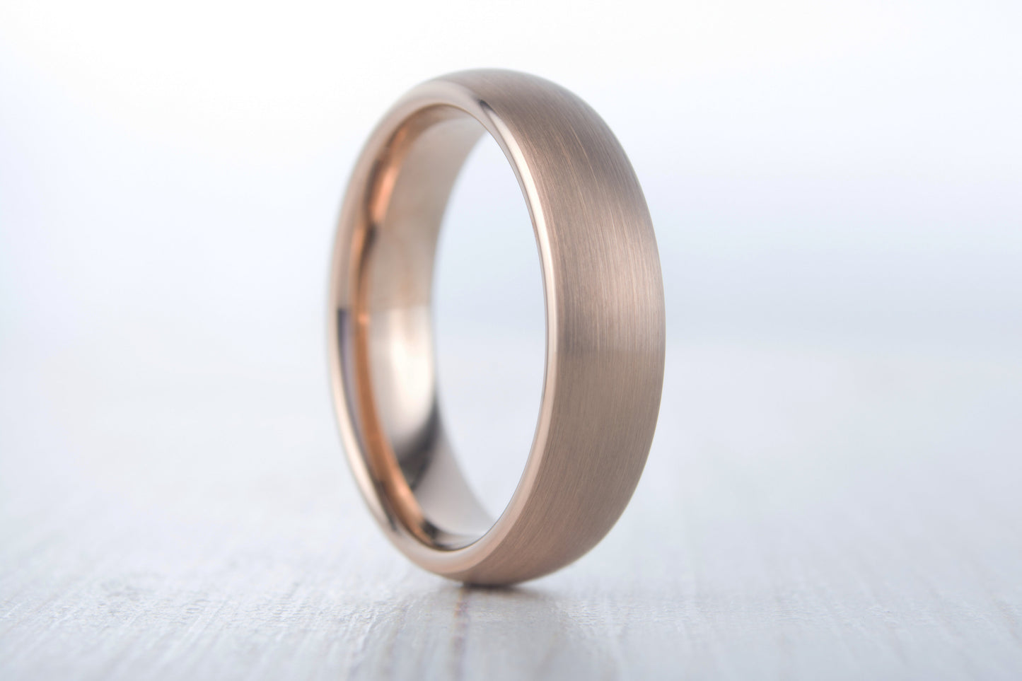 6mm 14K Rose Gold and Brushed Titanium Wedding ring band for men and women