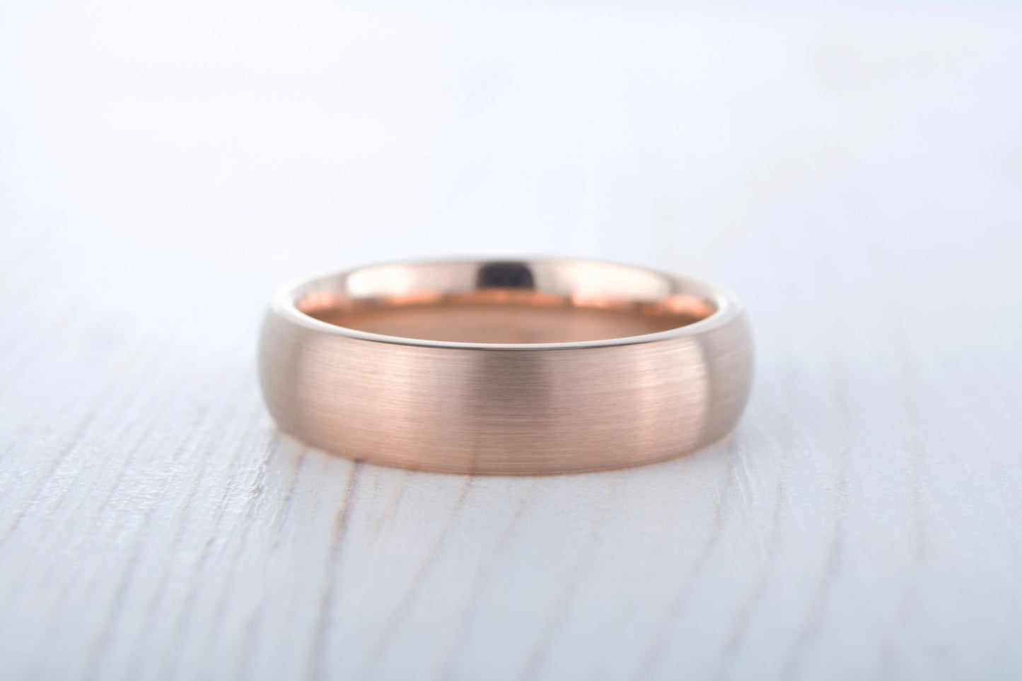 6mm 14K Rose Gold and Brushed Titanium Wedding ring band for men and women