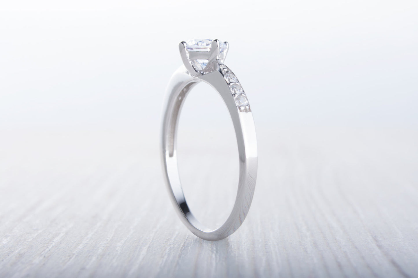 Genuine White Moissanite solitaire ring - Available in sterling silver or white gold - engagement ring - wedding ring