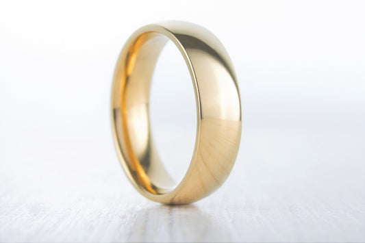 6mm Wide, filled 18ct Yellow gold Plain Wedding band Ring - gold ring
