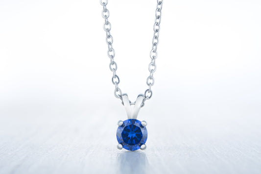 Genuine London Blue Topaz Pendant Necklace - in 4mm, 5mm, 6mm, 7mm - Available in titanium
