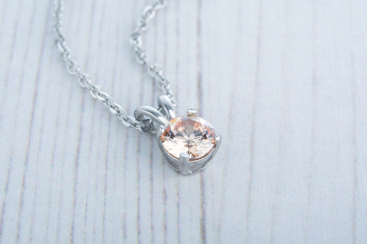 Citrine Pendant Necklace - Available in white gold and titanium - 4mm, 5mm, 6mm 7mm sizes