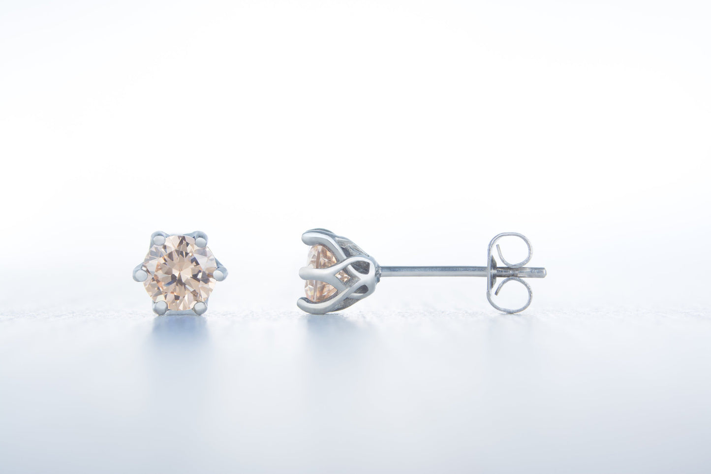 Natural Citrine stud earrings, available in titanium, white gold and surgical steel 4mm, 5mm and 6mm sizes