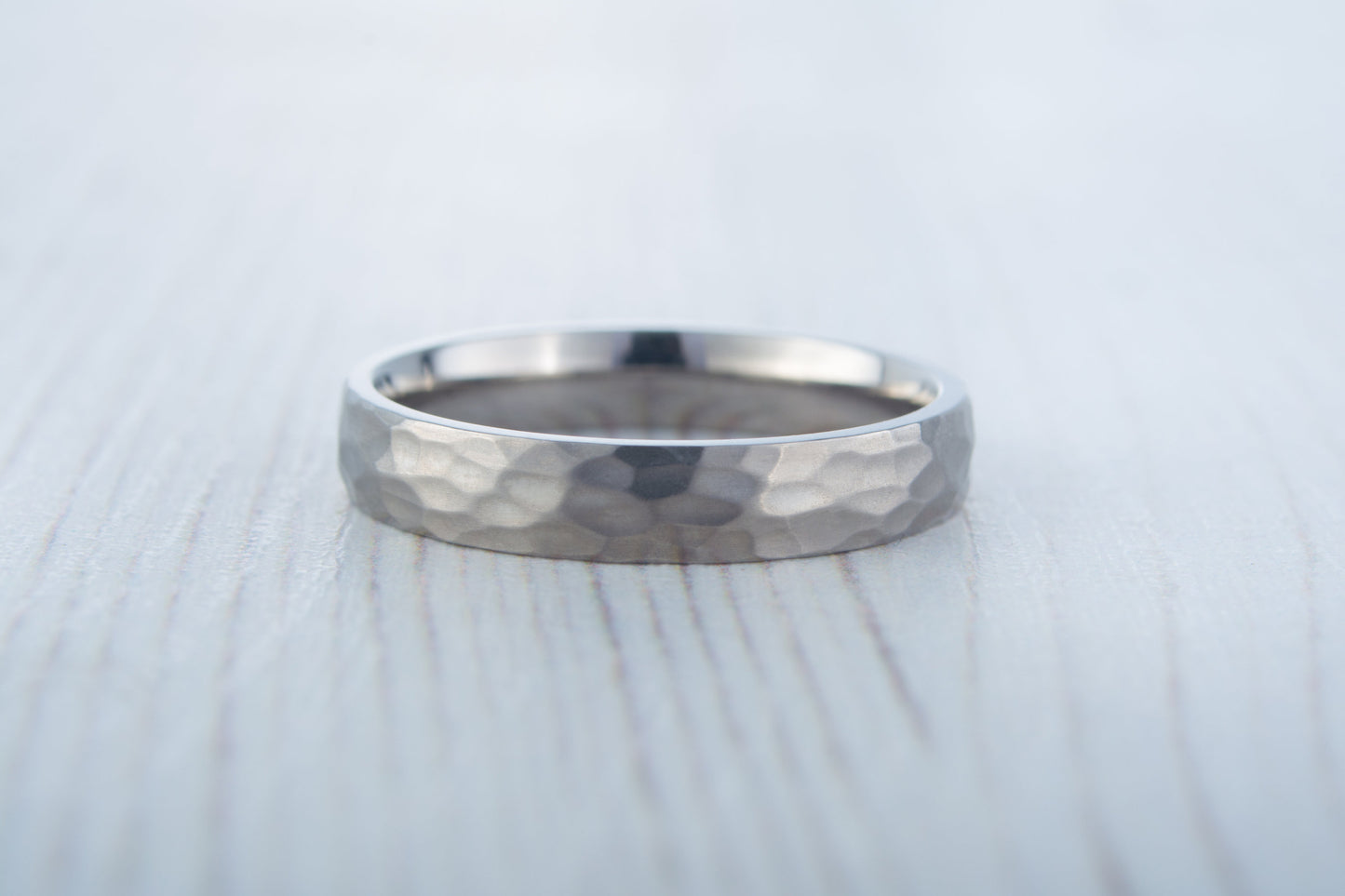 4mm Hammered finish Titanium Wedding ring band for men and women