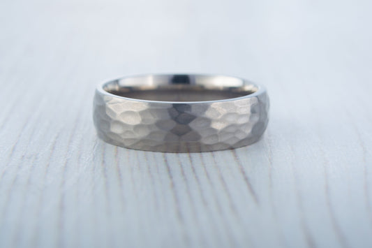 6mm Hammered finish Titanium Wedding ring band for men and women