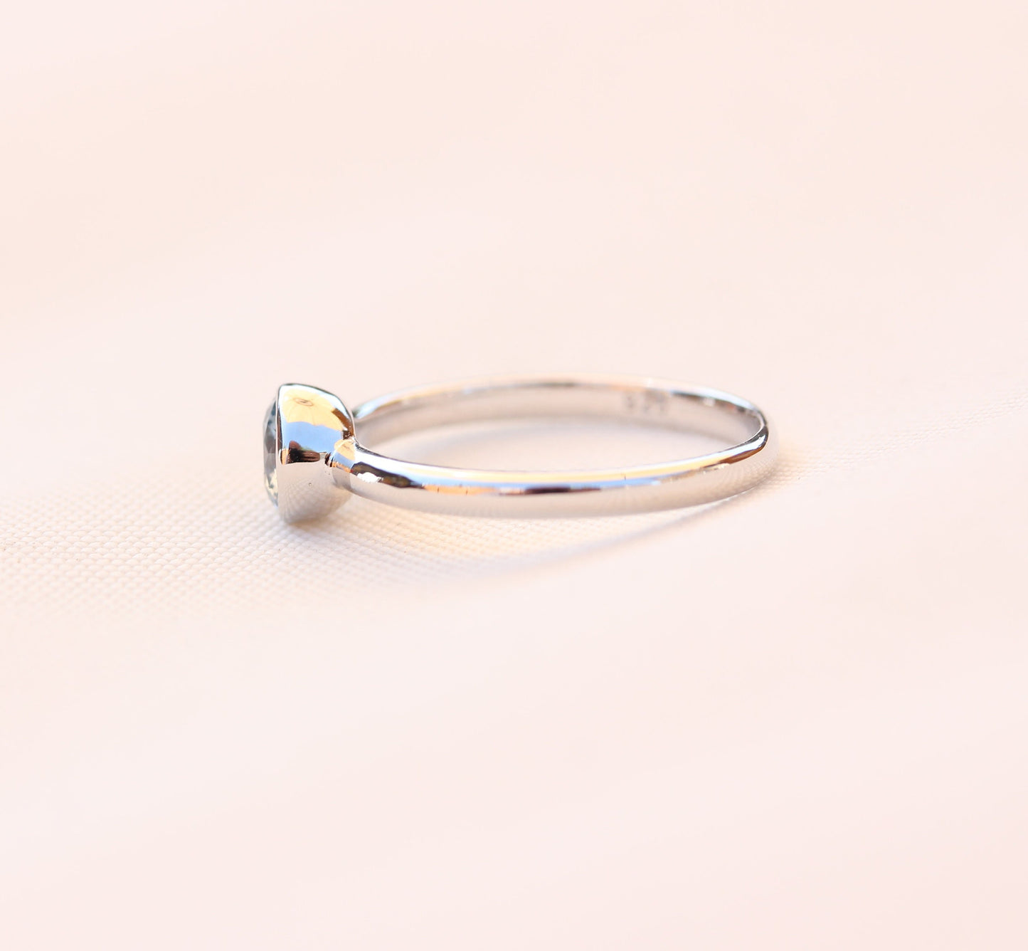 Natural Aquamarine bezel set solitaire ring - Available in white gold or sterling silver - handmade ring