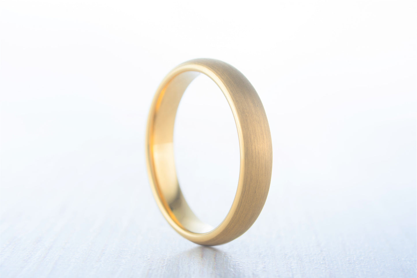 3mm 18K Yellow Gold Titanium brushed Wedding ring band for men
