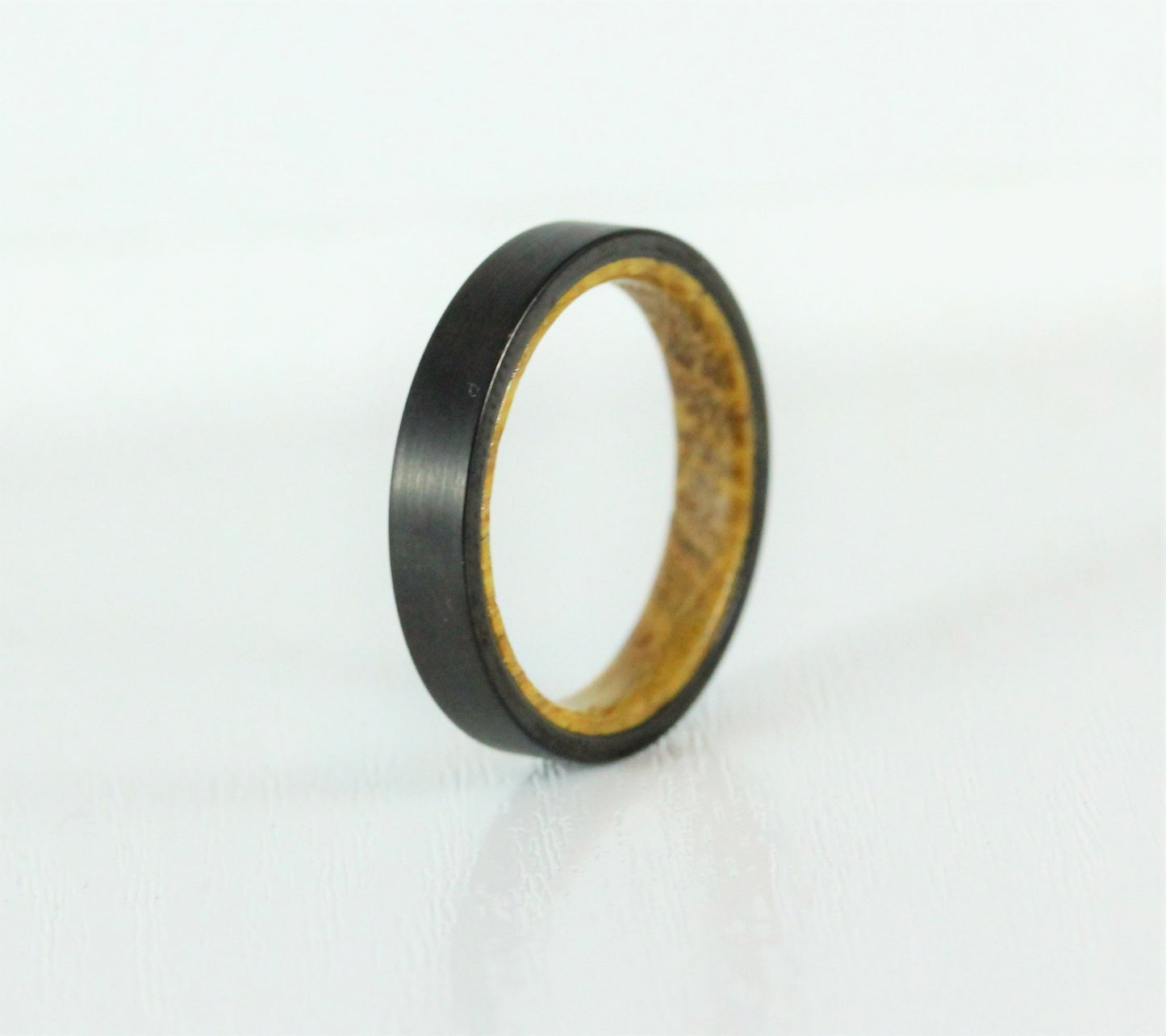 4mm Titanium & Whiskey barrel wood Wedding ring band for men and women