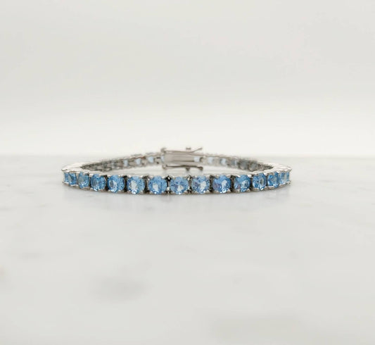 4mm natural aquamarine PURE TITANIUM tennis bracelet - different lengths available