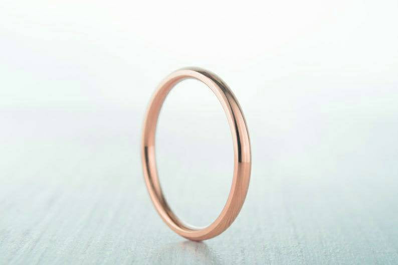 2mm filled 18ct Rose gold Plain Wedding band Ring - gold ring