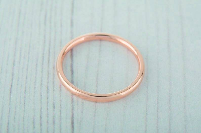 2mm filled 18ct Rose gold Plain Wedding band Ring - gold ring
