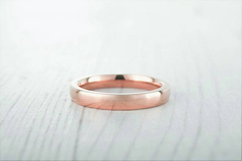 3mm Wide, filled 18ct Rose gold Plain Wedding band Ring - gold ring