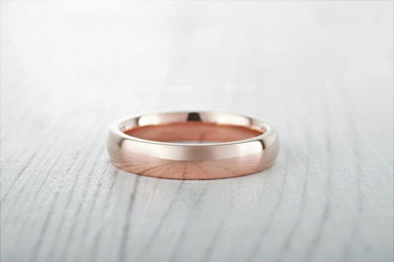 5mm Wide, filled 18ct rose gold Plain Wedding band Ring - gold ring