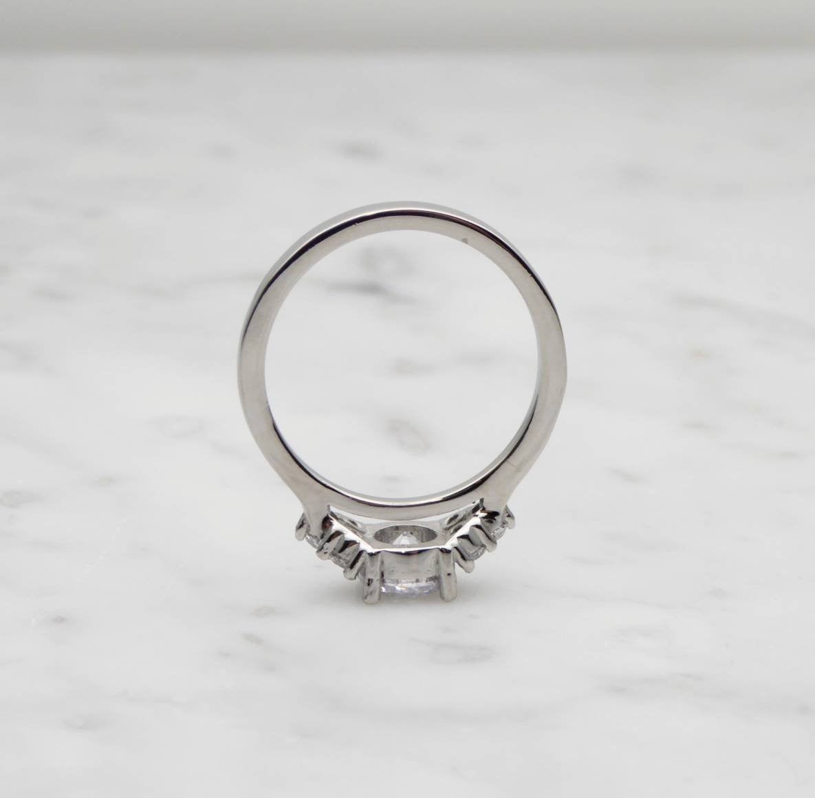 Man Made Diamond Simulant ring available in white gold or Titanium - engagement ring - wedding ring