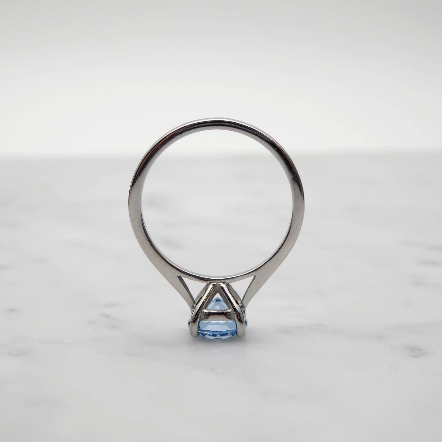 Natural 1.5ct Blue Topaz solitaire ring in Titanium or White Gold - engagement ring - wedding ring - handmade ring