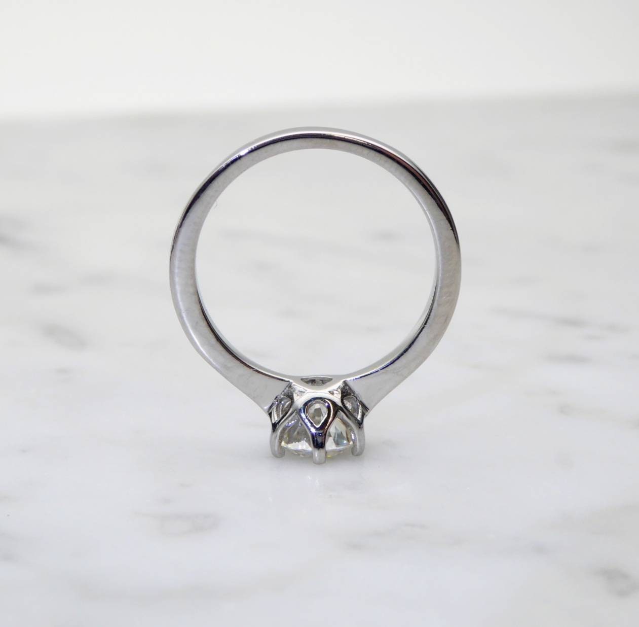 1ct Moissanite Solitaire ring available in white gold or titanium - engagement ring - hand made