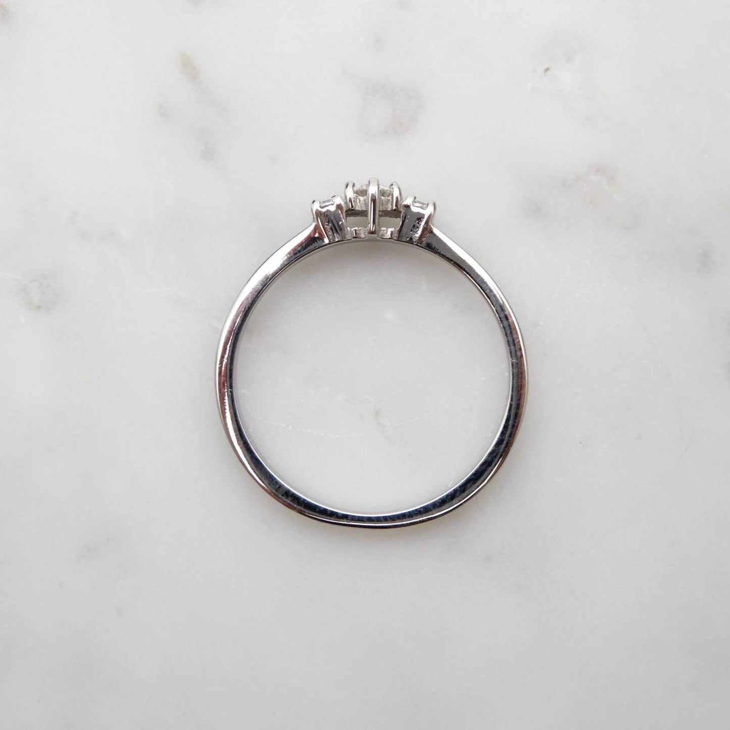 Genuine moissanite 3 stone Trilogy Ring in White Gold or Titanium  - engagement ring - handmade ring