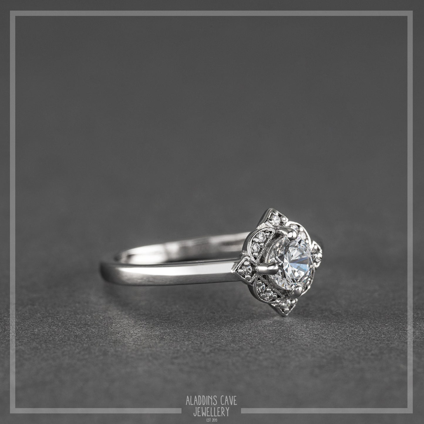 Man made Diamond solitaire ring available in Sterling Silver or white gold Filled - engagement ring