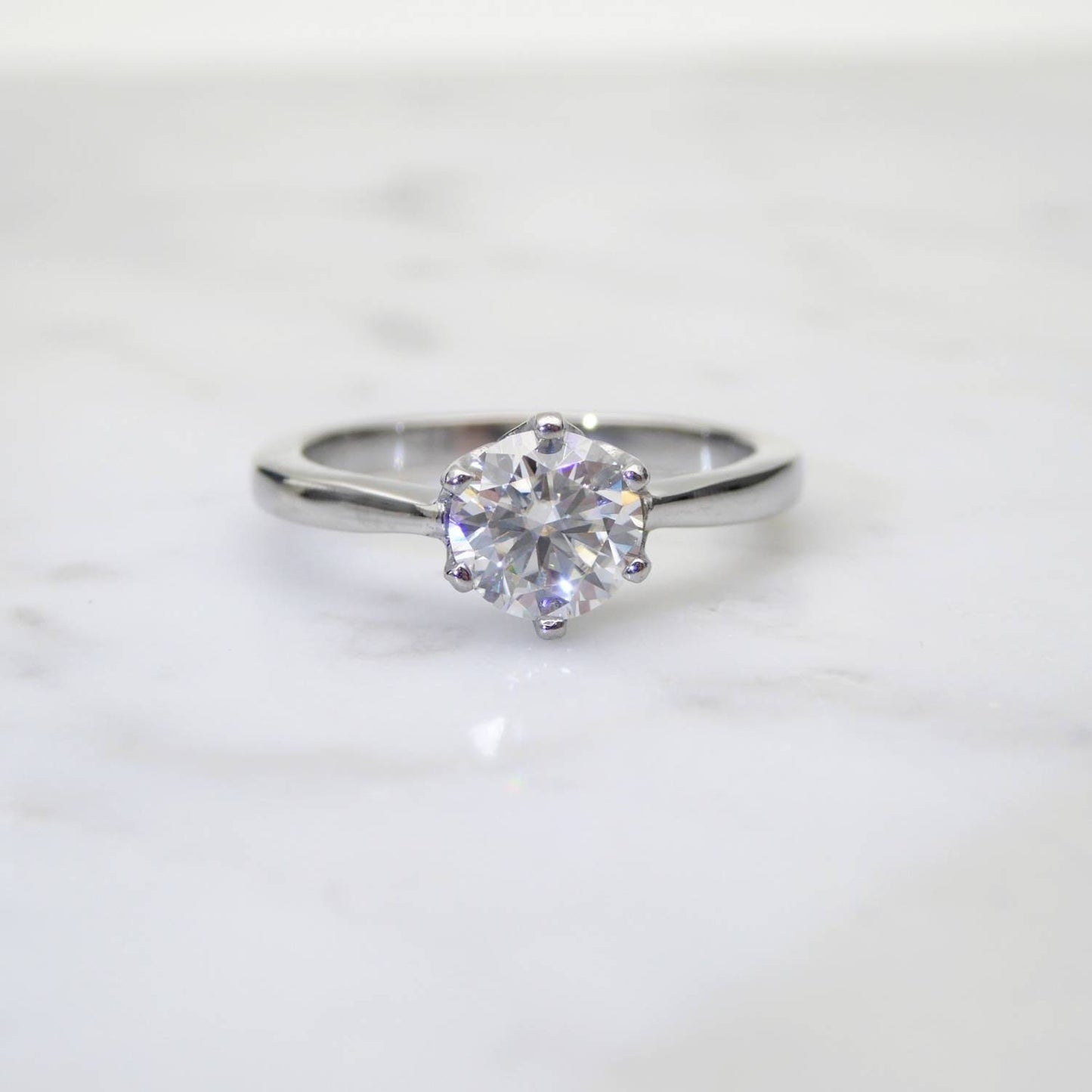 1ct Moissanite Solitaire ring available in white gold or titanium - engagement ring - hand made