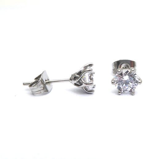 GENUINE Moissanite stud earrings, available in titanium, white gold and surgical steel 4mm, 5mm or 6mm sizes
