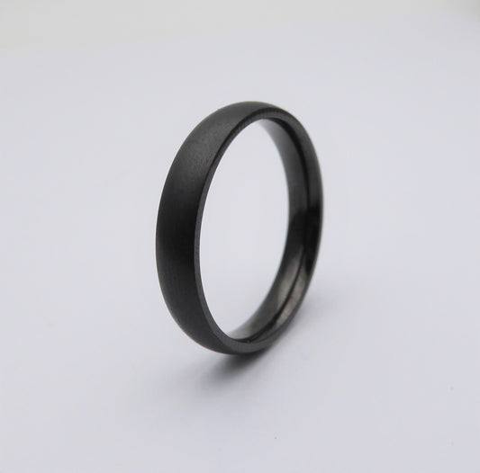 4mm Black Zirconium with matte brushed finish - wedding ring band for men and women