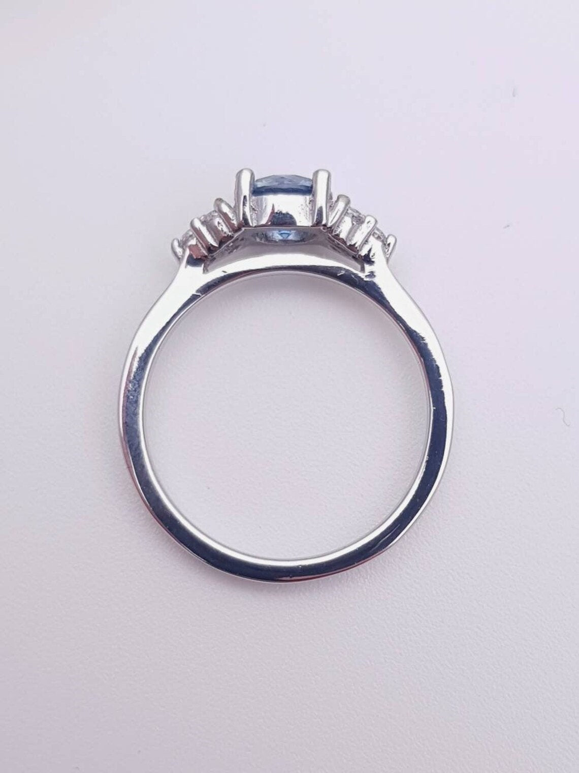 Wedding set! Natural Aquamarine engagment ring and matching eternity & Wedding ring in Titanium or White Gold