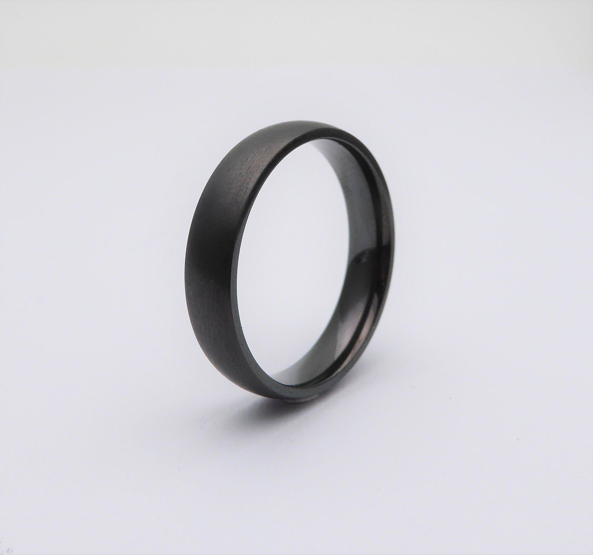 5mm Black Zirconium with matte brushed finish wedding ring band