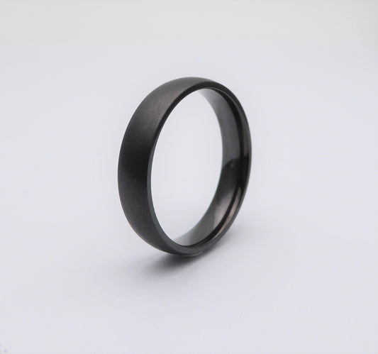 5mm Black Zirconium with matte brushed finish - wedding ring band for men and women