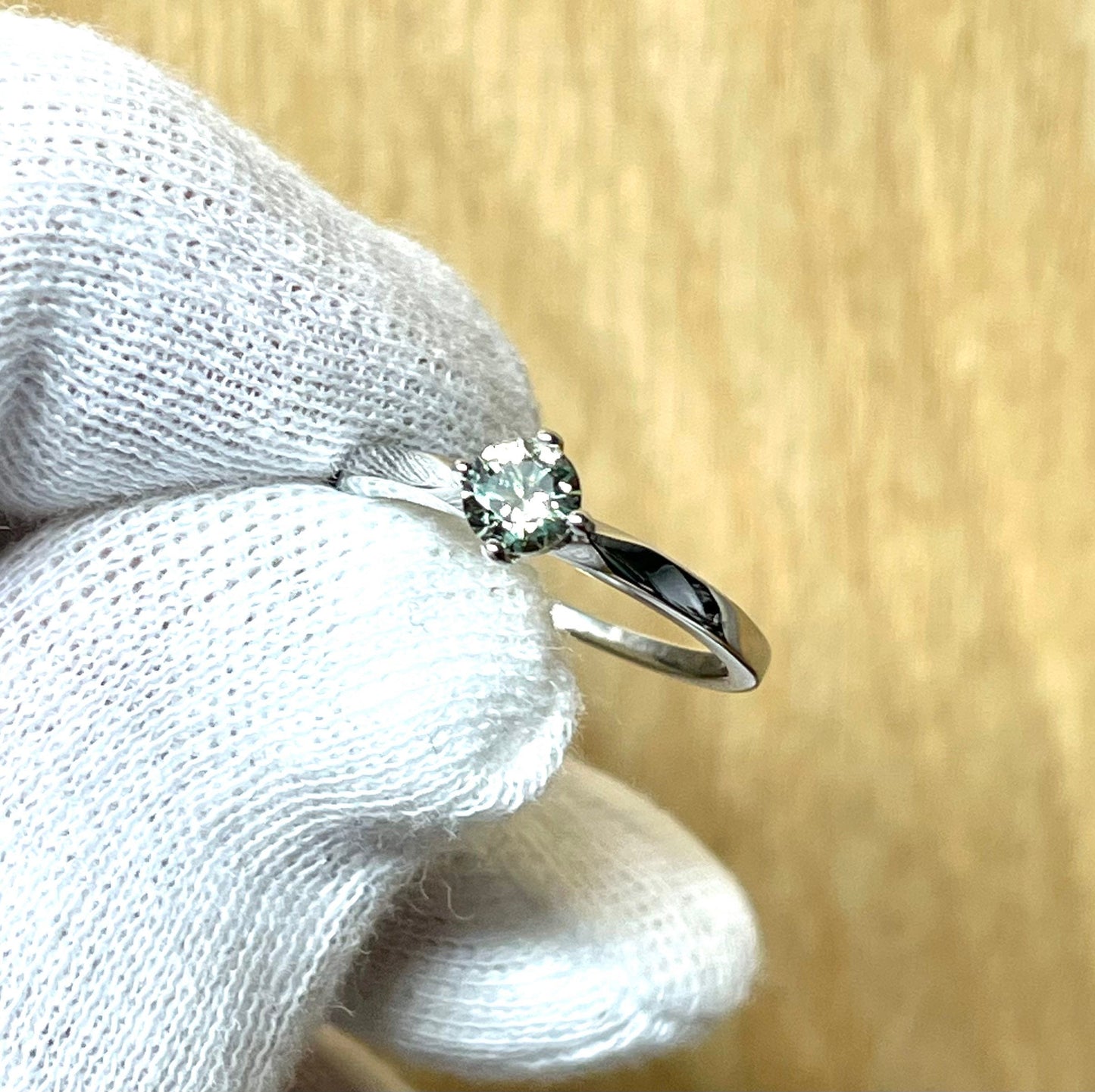 Natural Green Sapphire solitaire ring - available in titanium or white gold - engagement ring - wedding ring