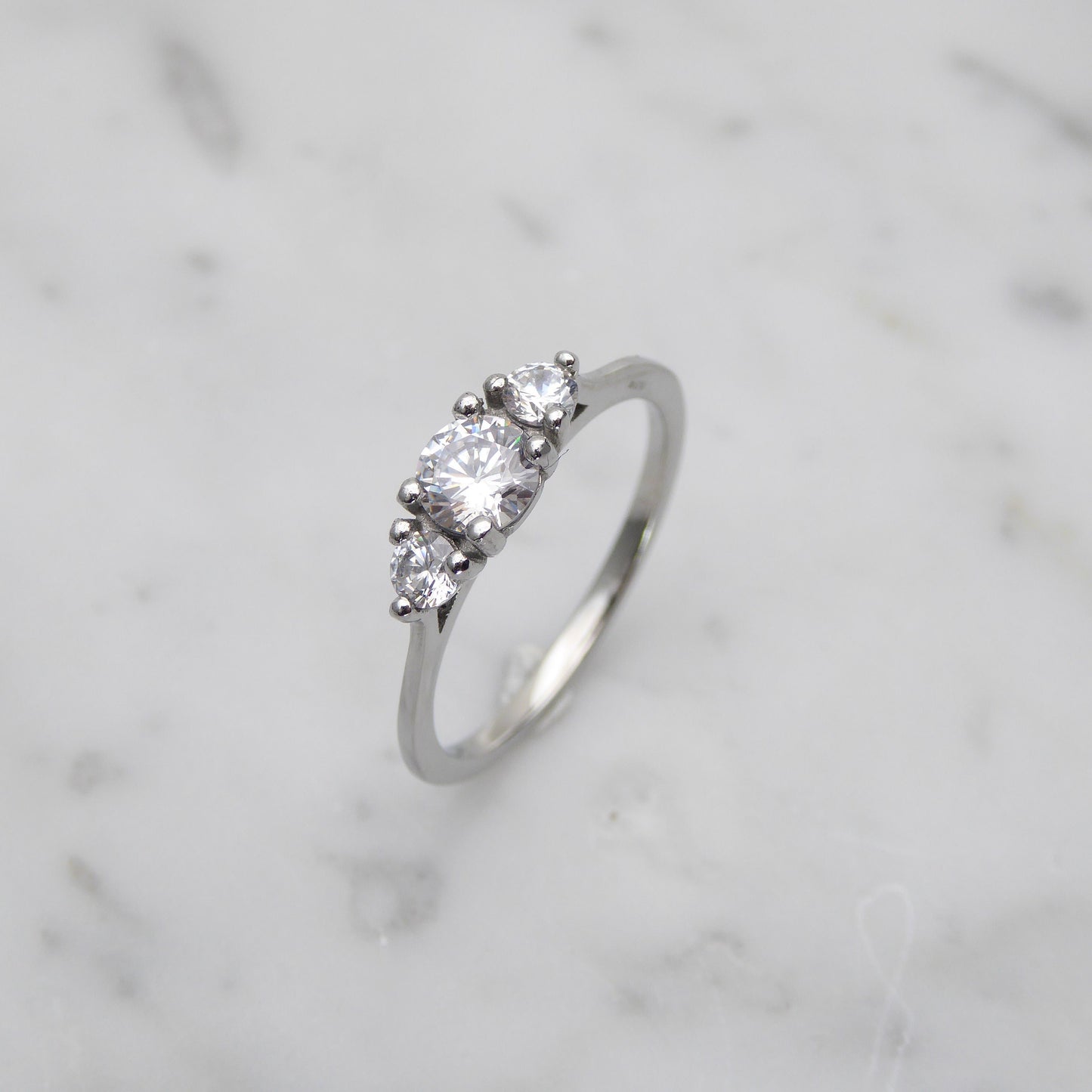 Genuine moissanite Bridal Ring Set in White Gold or Titanium  - engagement ring - handmade ring