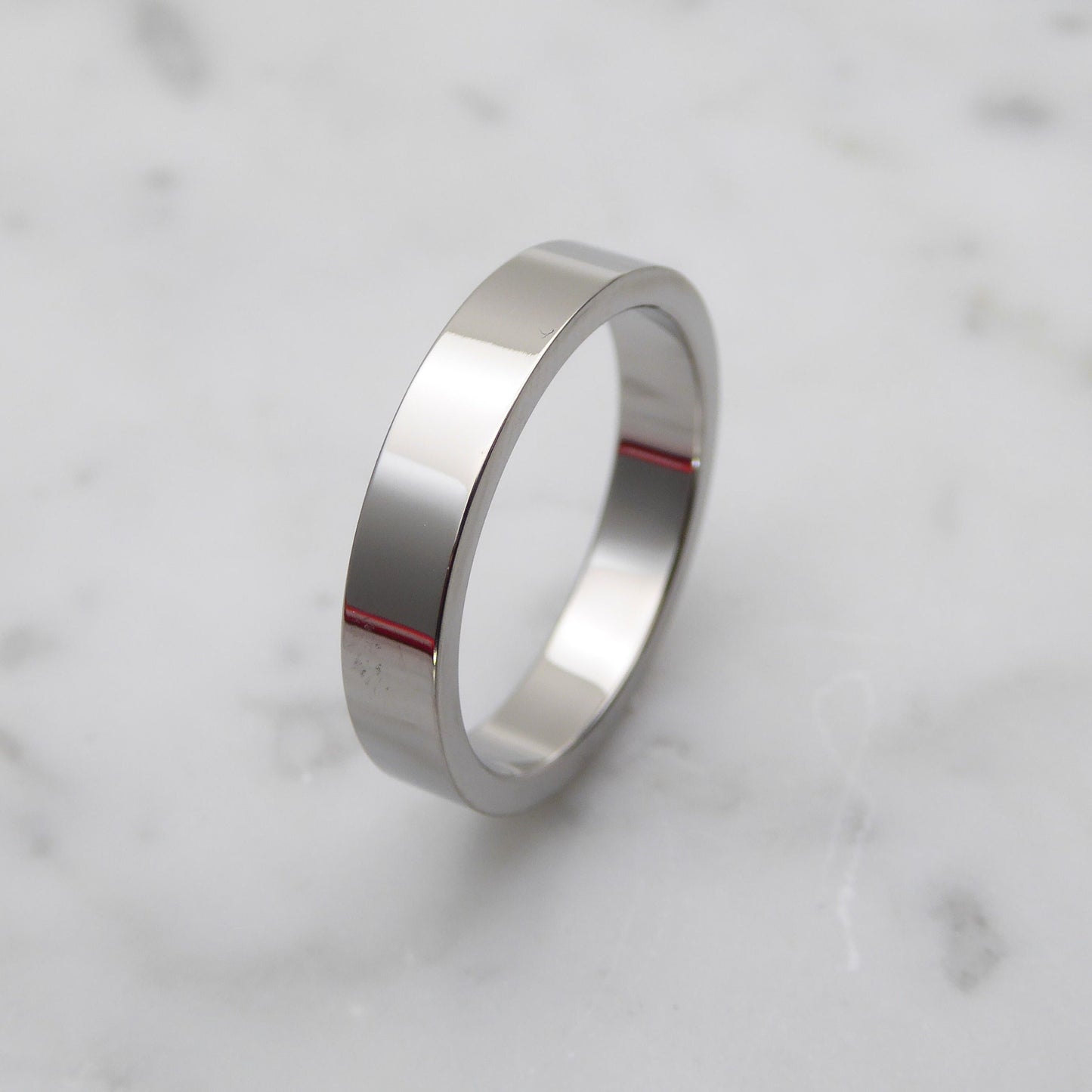4mm Titanium Flat / Square Shape Plain band Wedding Ring polished and brushed finishes
