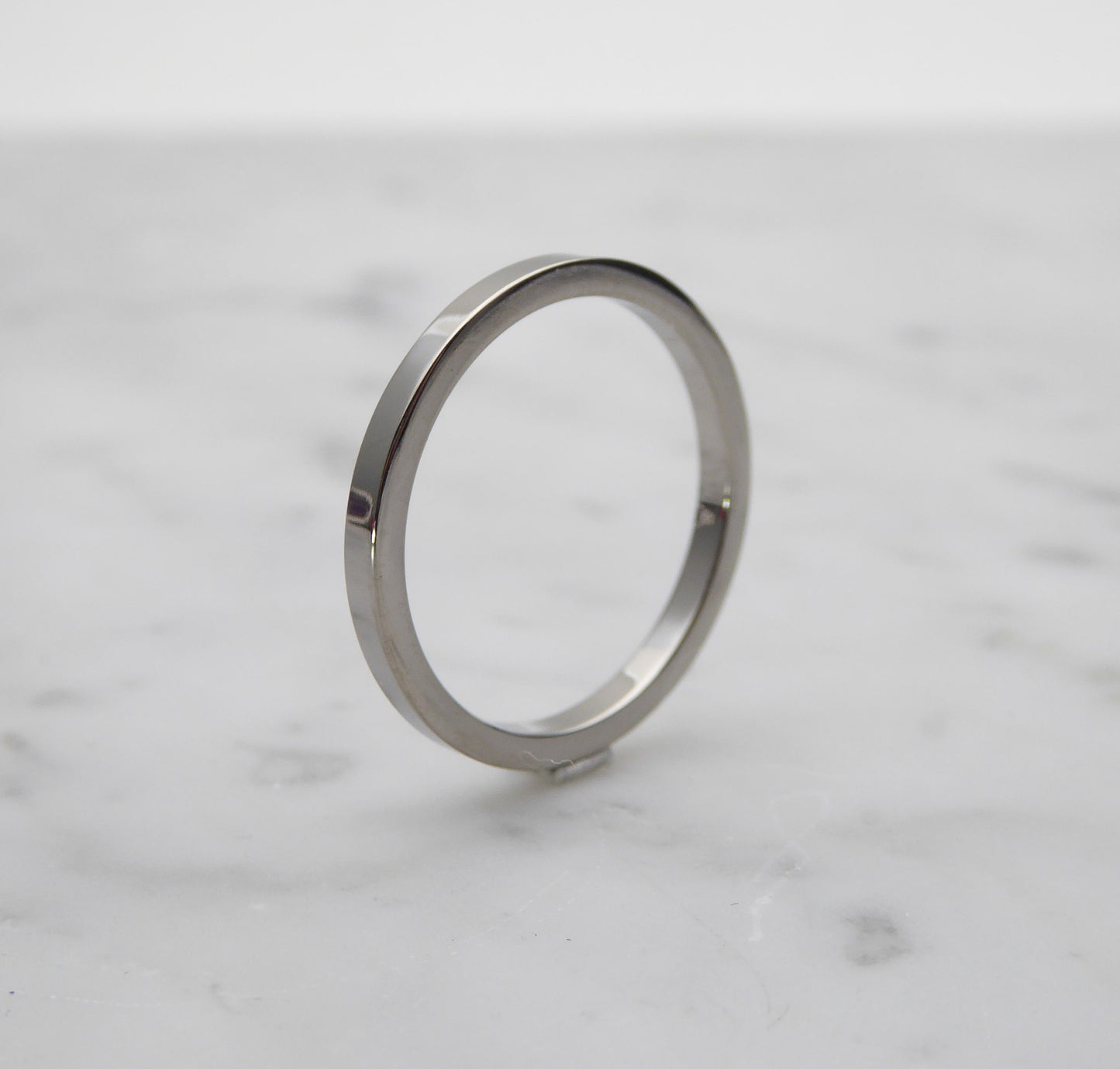 2mm Titanium Flat / Square Shape Plain band Wedding Ring polished and brushed finishes available