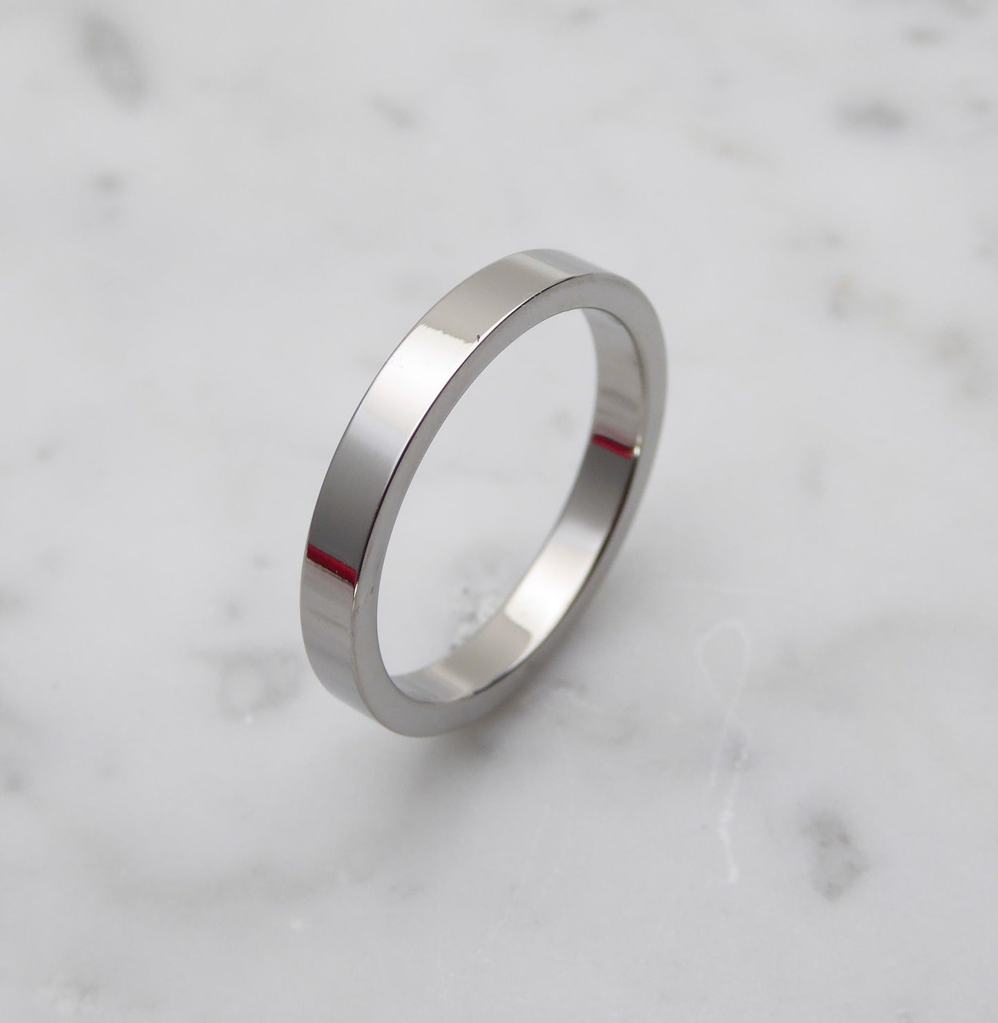 3mm Titanium Flat / Square Shape Plain band Wedding Ring in either polished or matte brushed finish