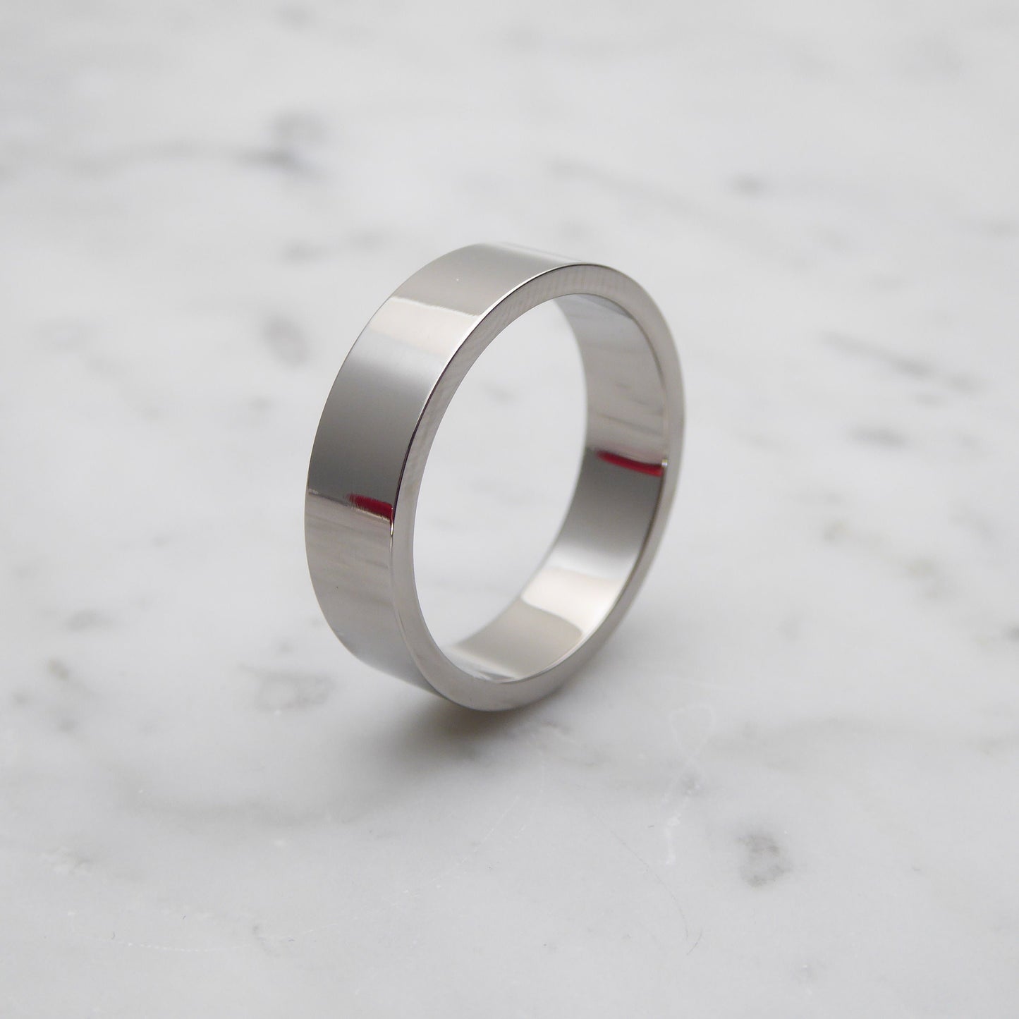 6mm Titanium Flat / Square Mens / Womens Plain band Wedding Ring - Available in polished and brushed finishes