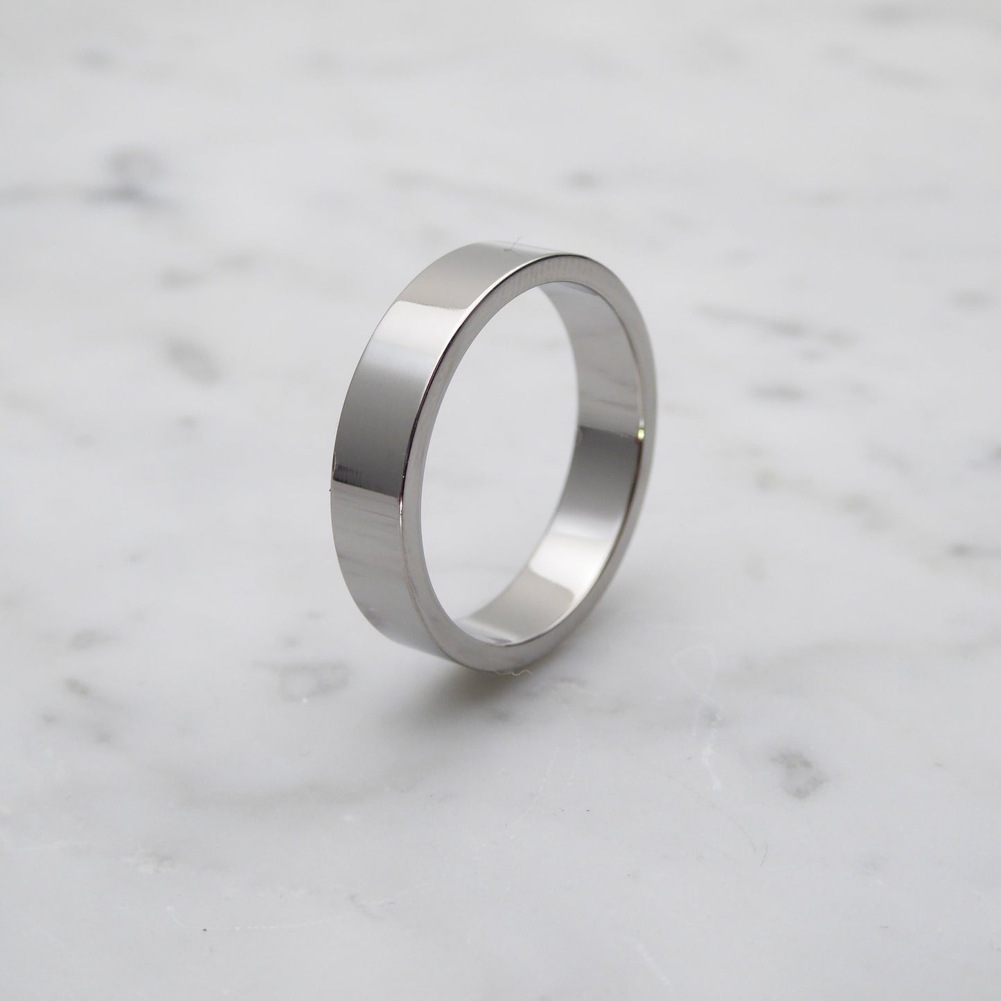 5mm Titanium Flat / Square Shape Plain band Wedding Ring - available in polished and brushed finishes